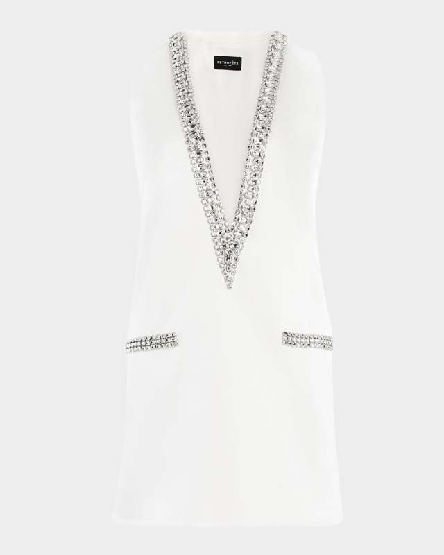 Nancie Crystal Plunging Mini Dress